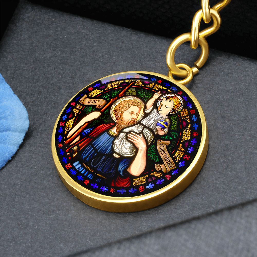 Saint Christopher's Circle Keychain gold