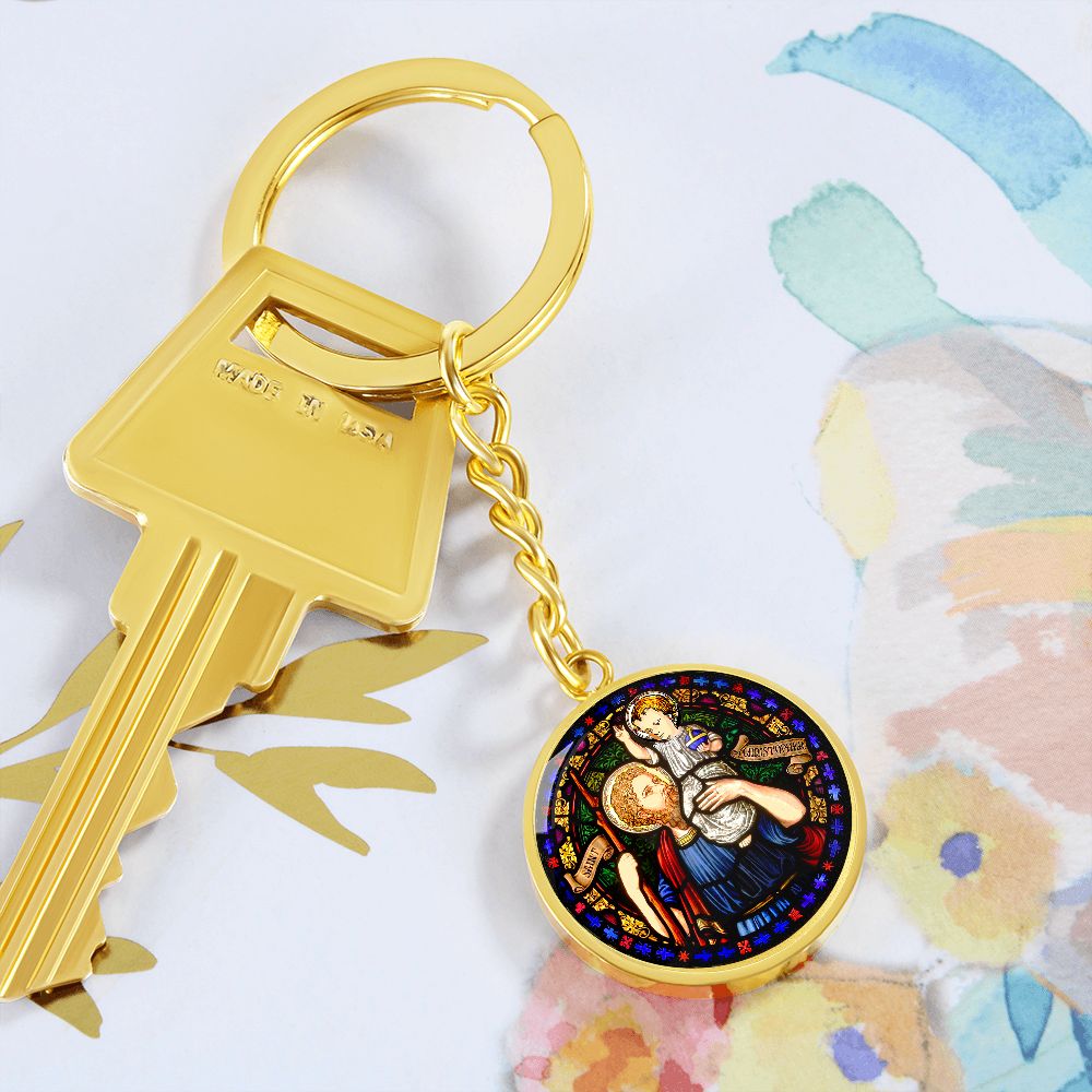 Saint Christopher's Circle Keychain gold
