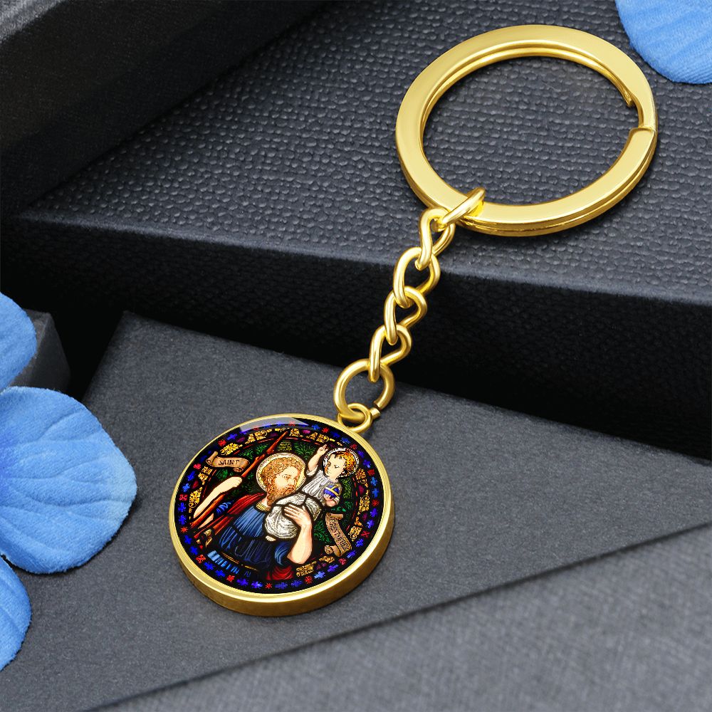 Saint Christopher's Circle Keychain gold