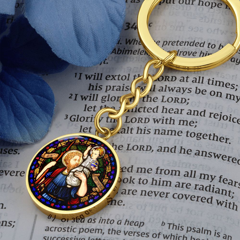 Saint Christopher's Circle Keychain gold