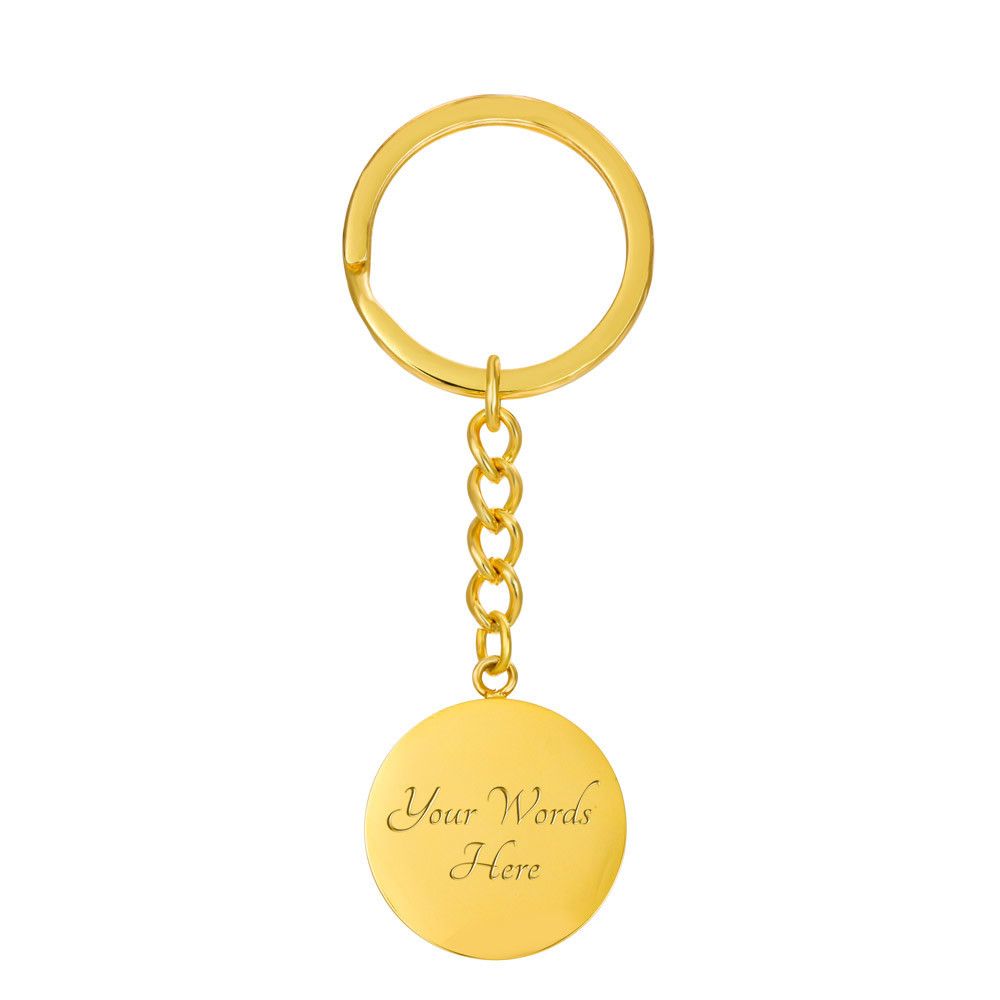 Saint Christopher's Circle Keychain gold with custom engraving