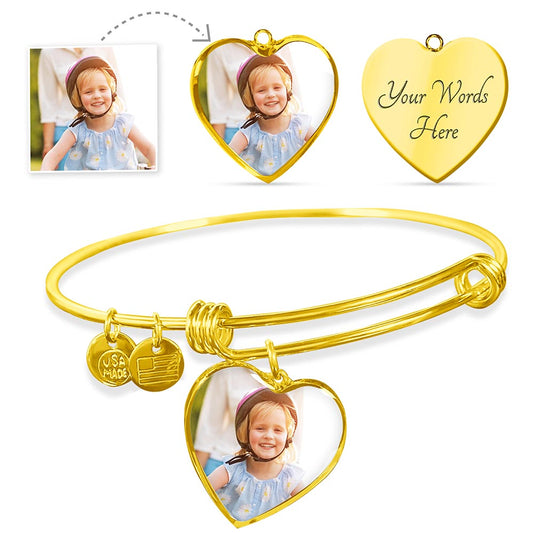 Custom Jewelry - Loving Heart Bangle, 18k gold finish custom jewelry