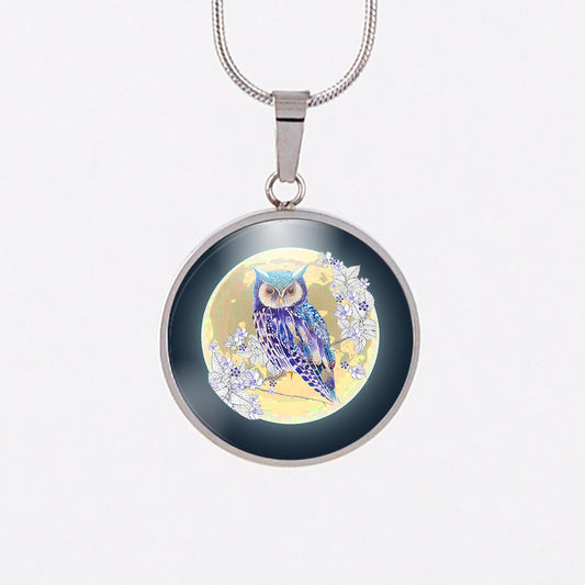 Unique medallion - Owl Moon, Unique owl medallion necklace