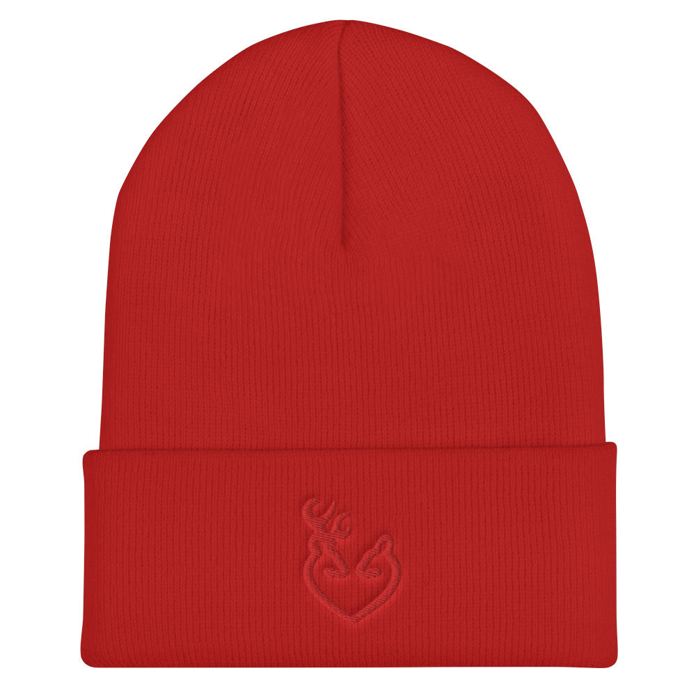 Reindeer Love Embroidered Cuffed Beanie