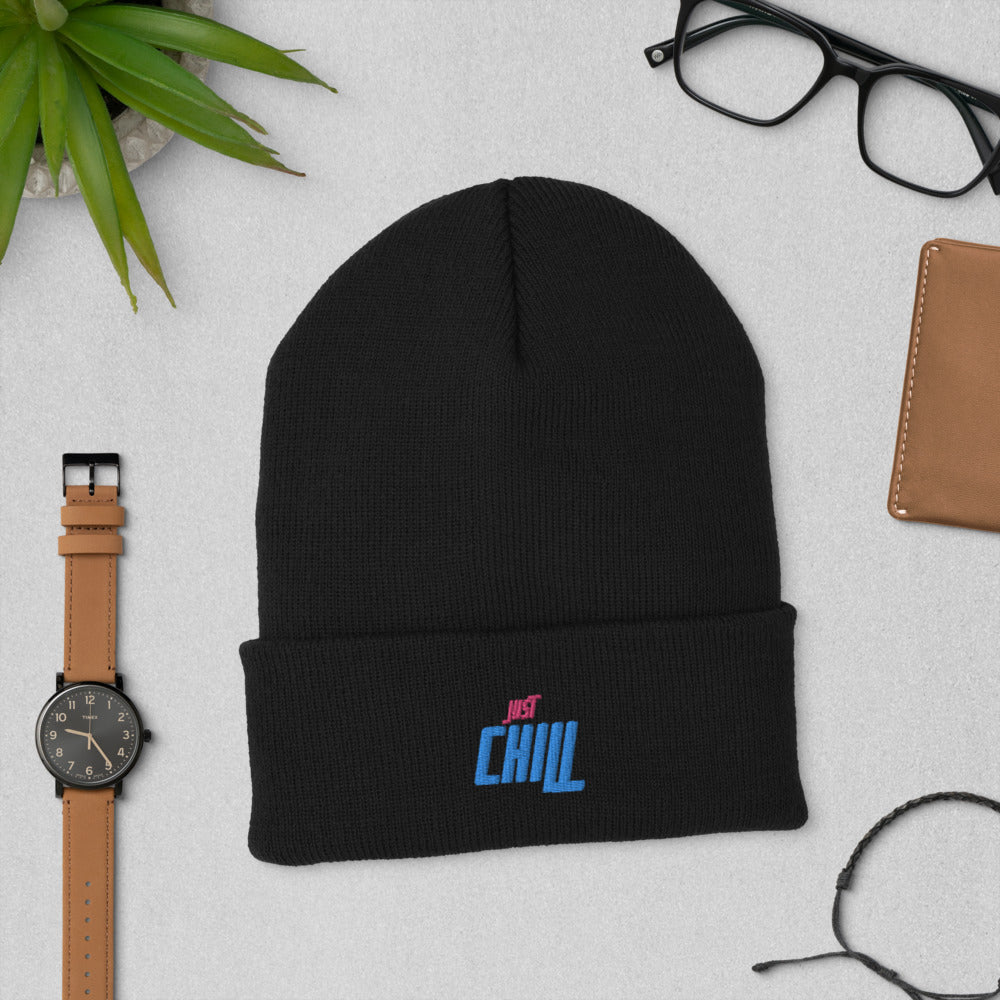 Just Chill Embroidered Cuffed Beanie 