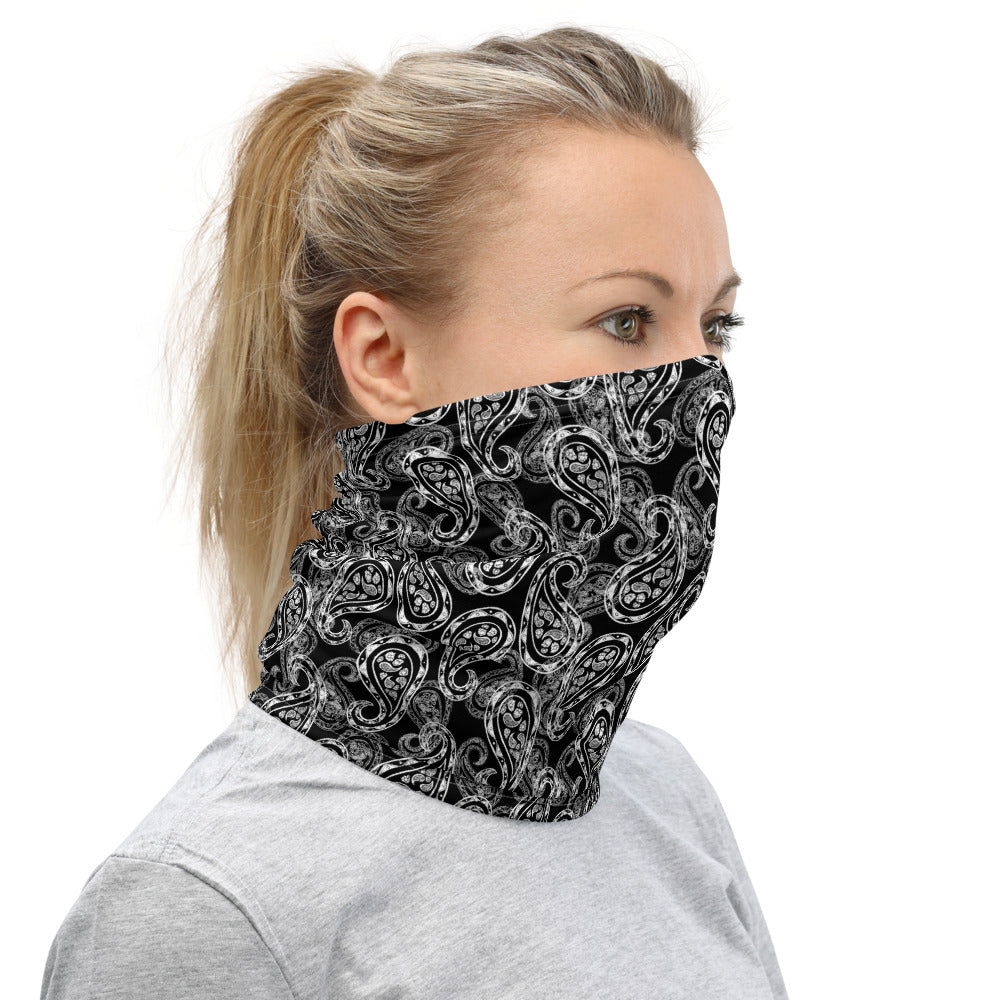 Paisley Black Neck Gaiter Mask Scarf