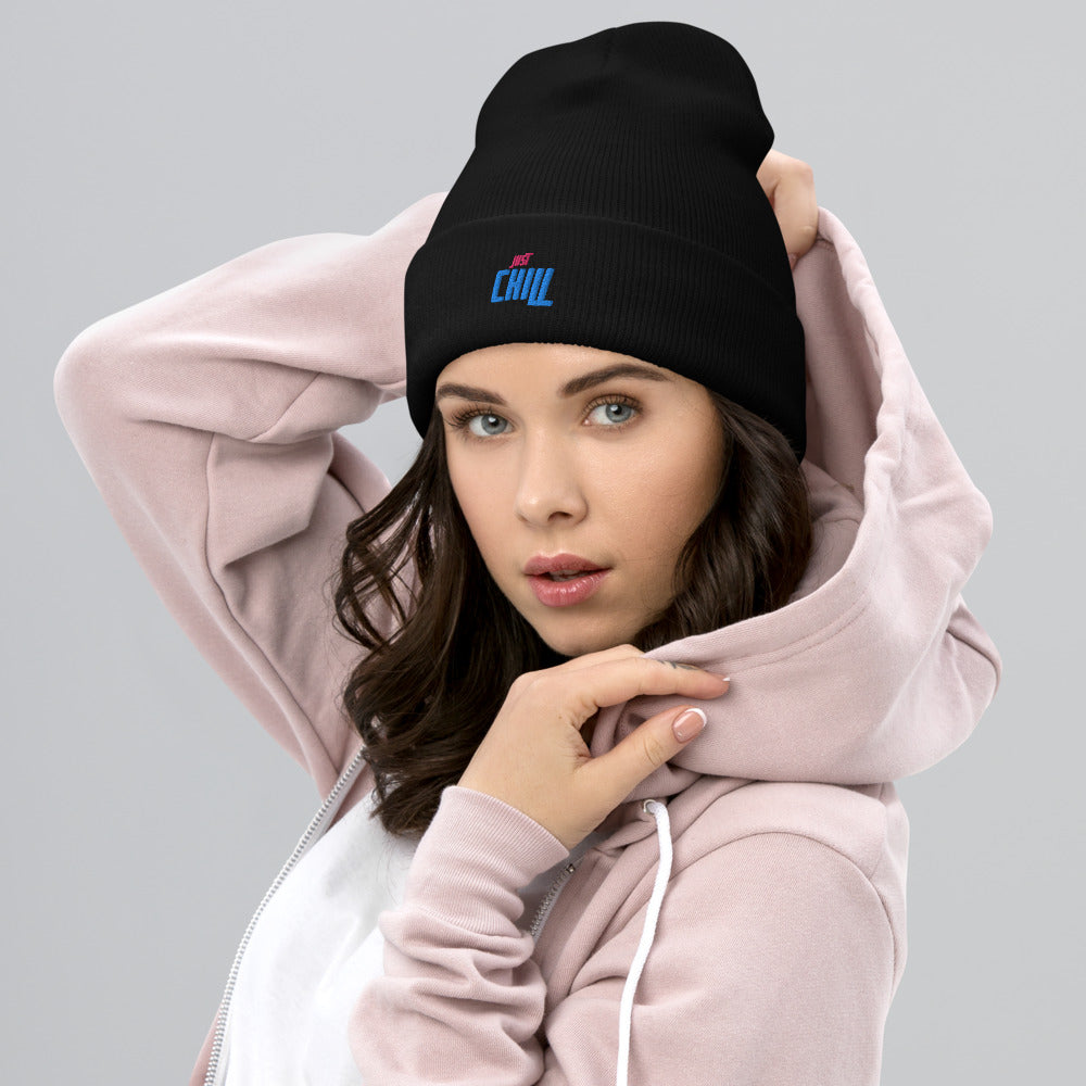 Just Chill Embroidered Cuffed Beanie 