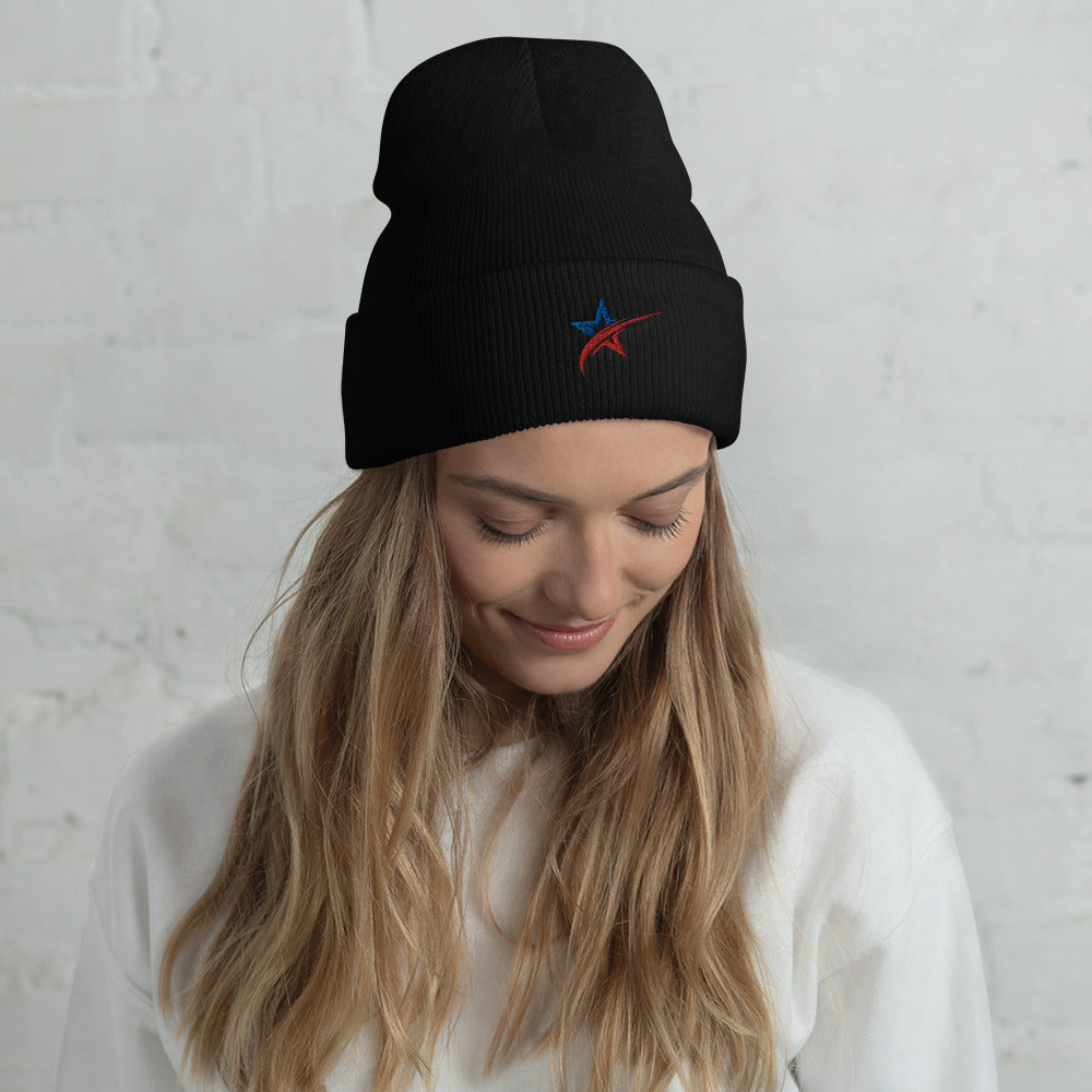 Star Spangled Embroidered Cuffed Beanie