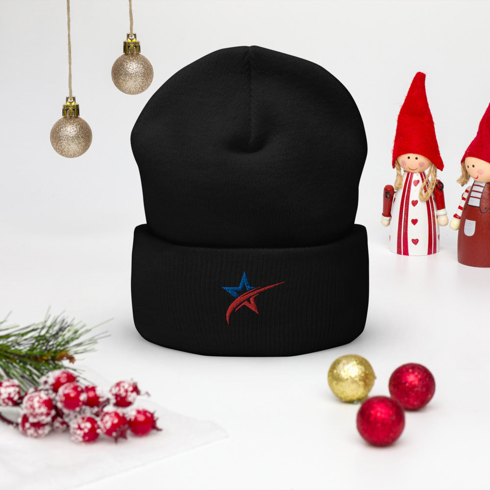 Star Spangled Embroidered Cuffed Beanie