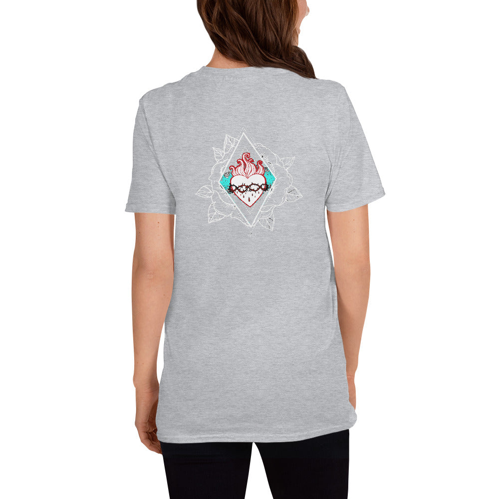 Jesus Sacred Heart Rose Short-Sleeve Unisex T-Shirt