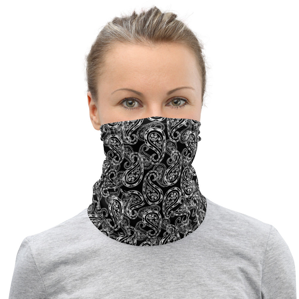 Paisley Black Neck Gaiter Mask Scarf