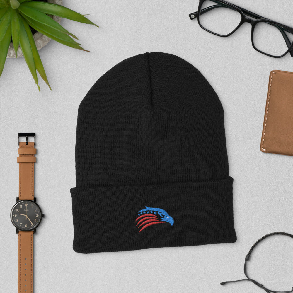 Patriot Eagle Embroidered Cuffed Beanie