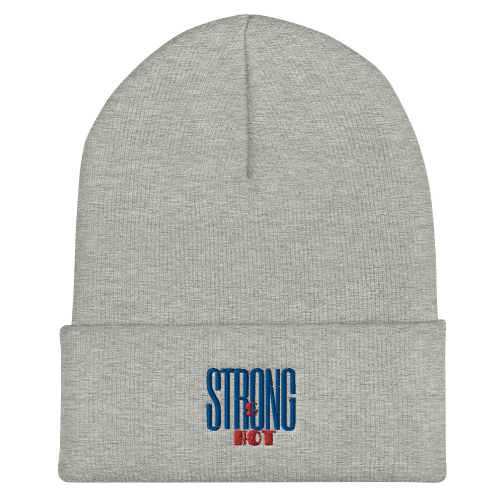 Strong and Hot Embroidered Cuffed Beanie