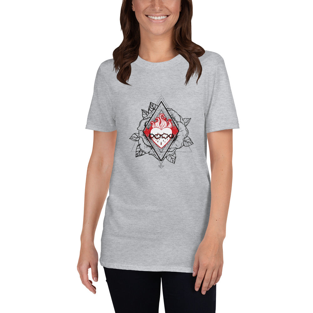 Sacred Heart Jesus Rose Short-Sleeve Unisex T-Shirt