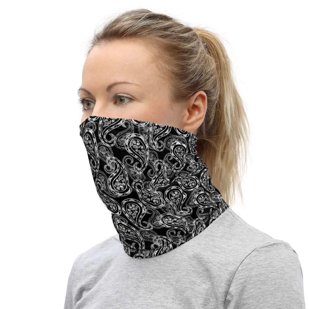 Paisley Black Neck Gaiter Mask Scarf