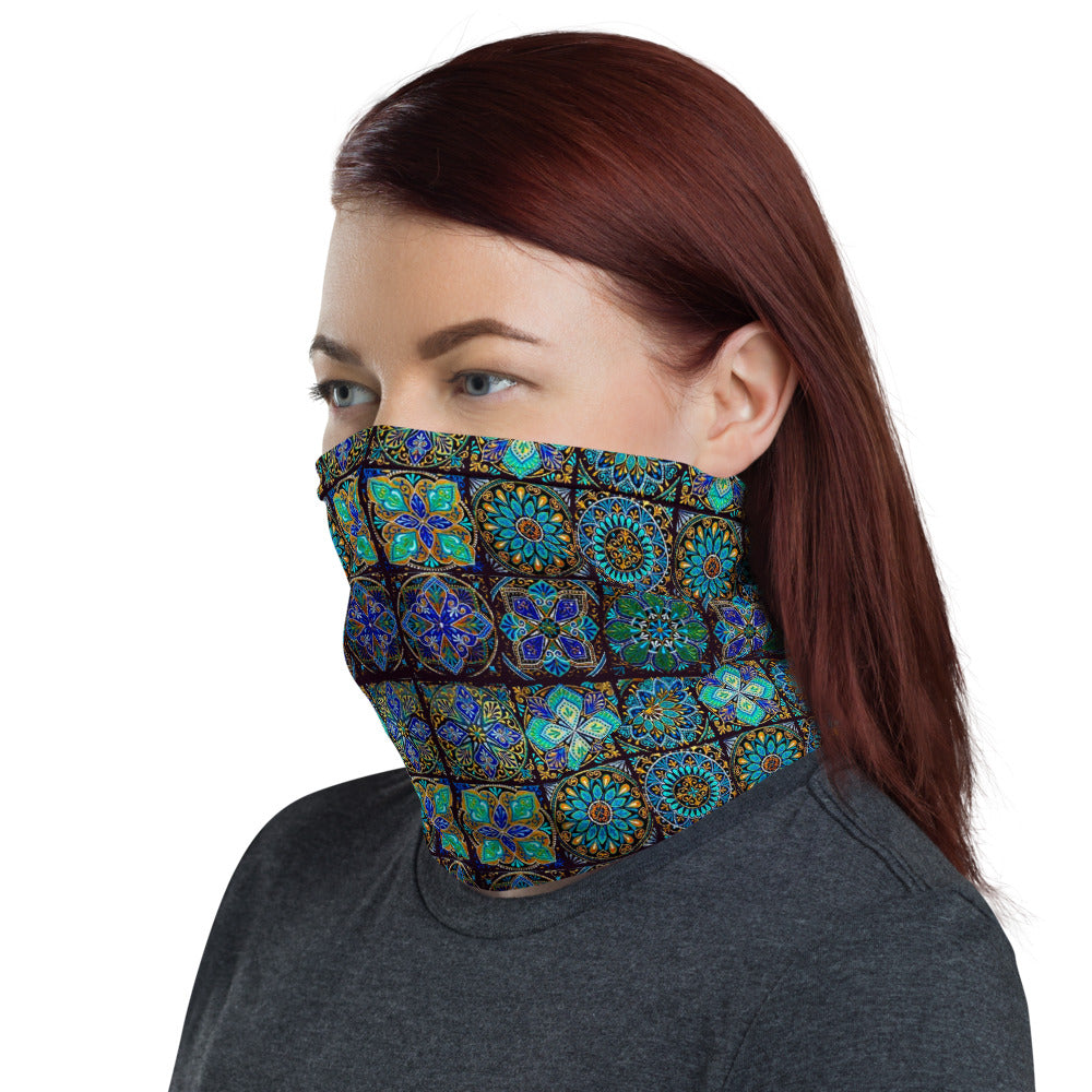 Mandalas Blue Neck Gaiter Mask Scarf