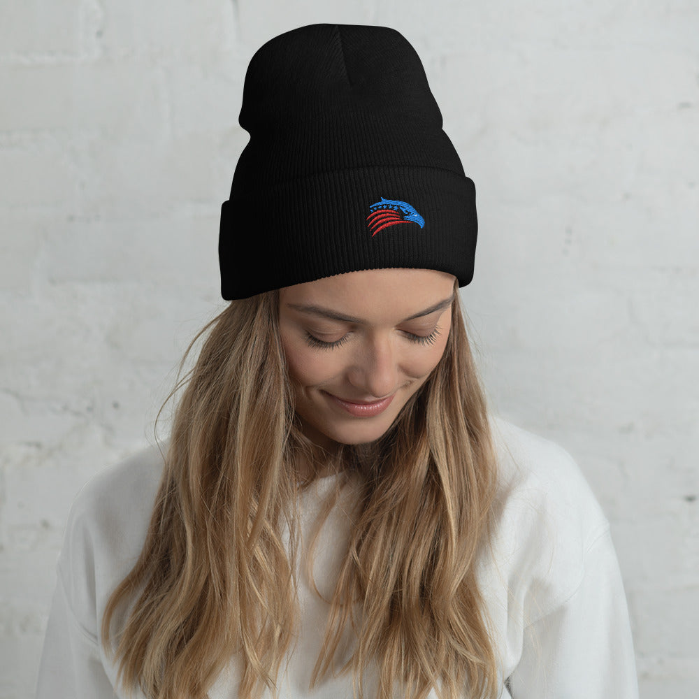 Patriot Eagle Embroidered Cuffed Beanie