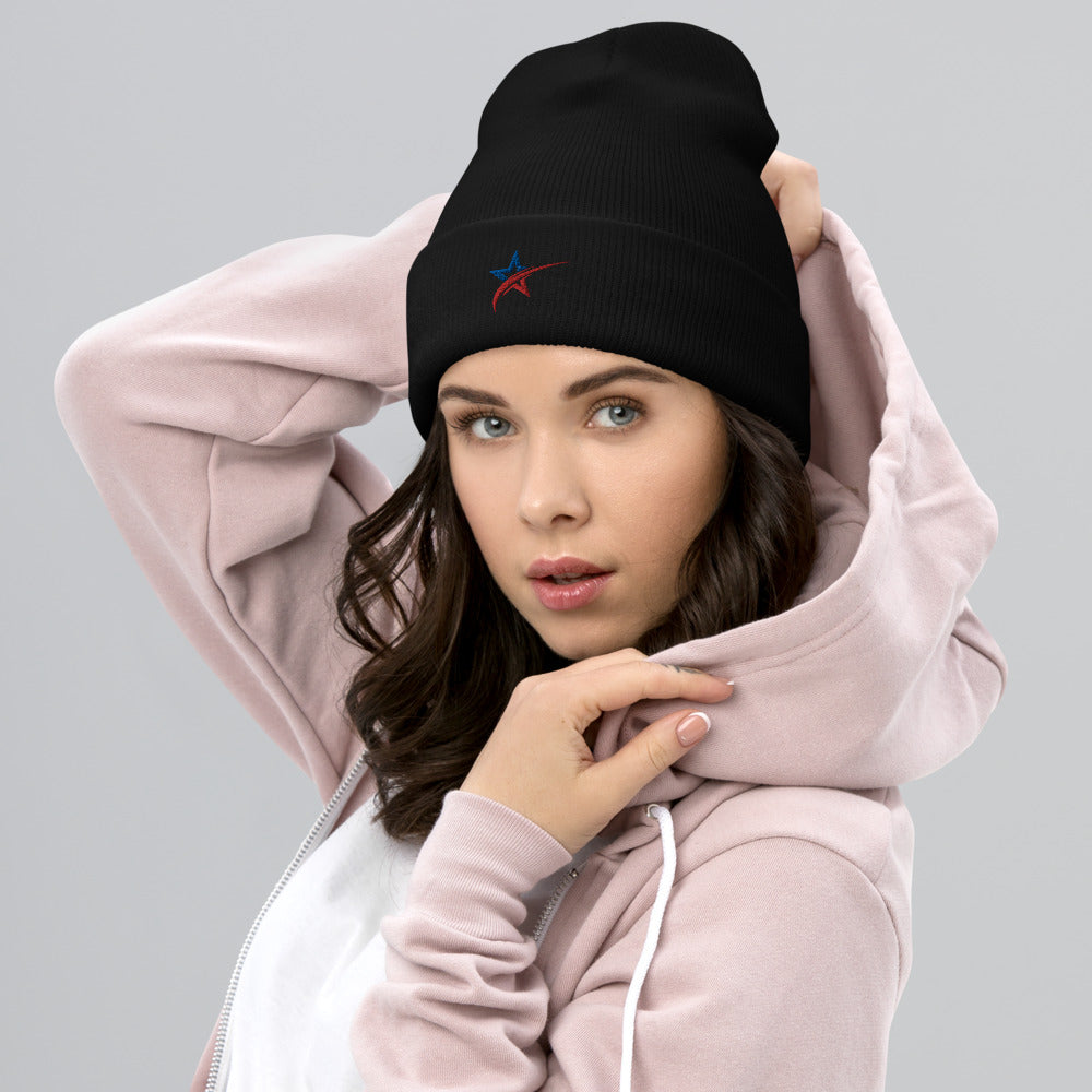 Star Spangled Embroidered Cuffed Beanie