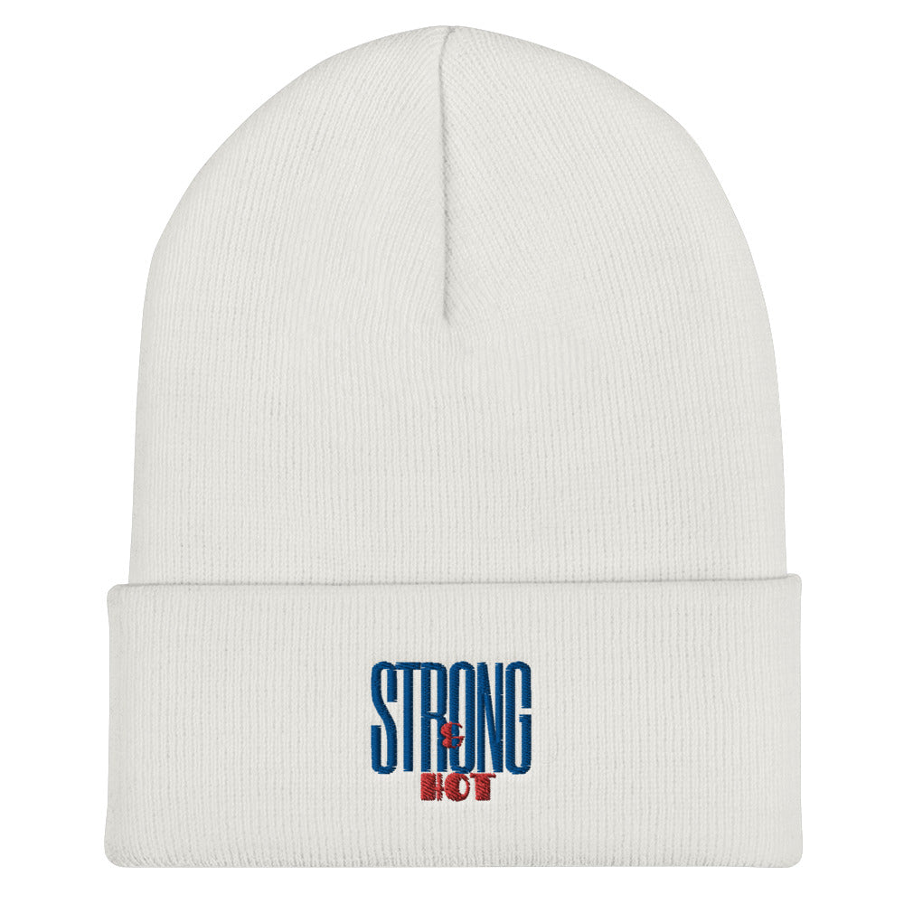 Strong and Hot Embroidered Cuffed Beanie