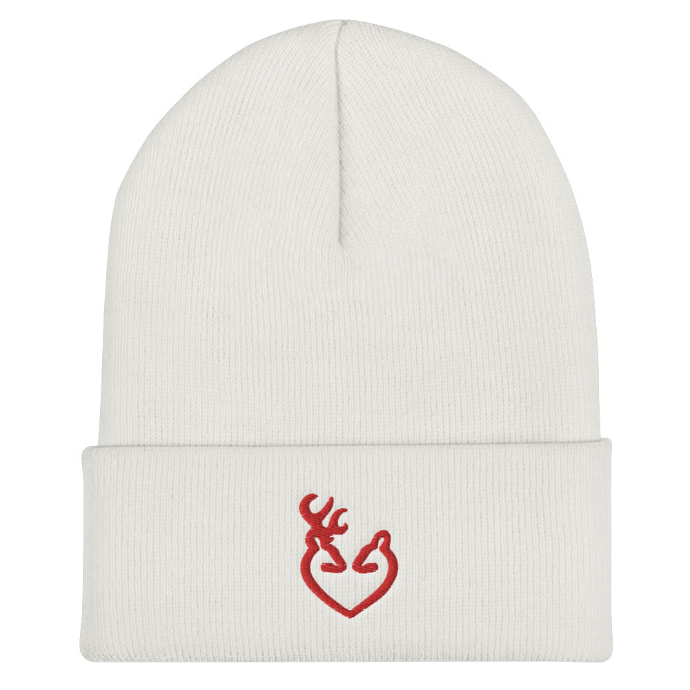 Reindeer Love Embroidered Cuffed Beanie