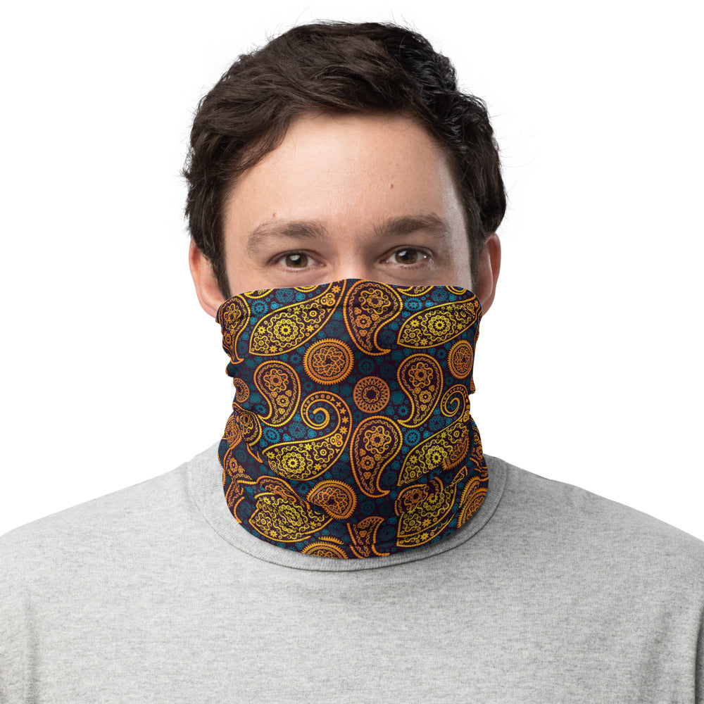 Paisley Gold Neck Gaiter Mask