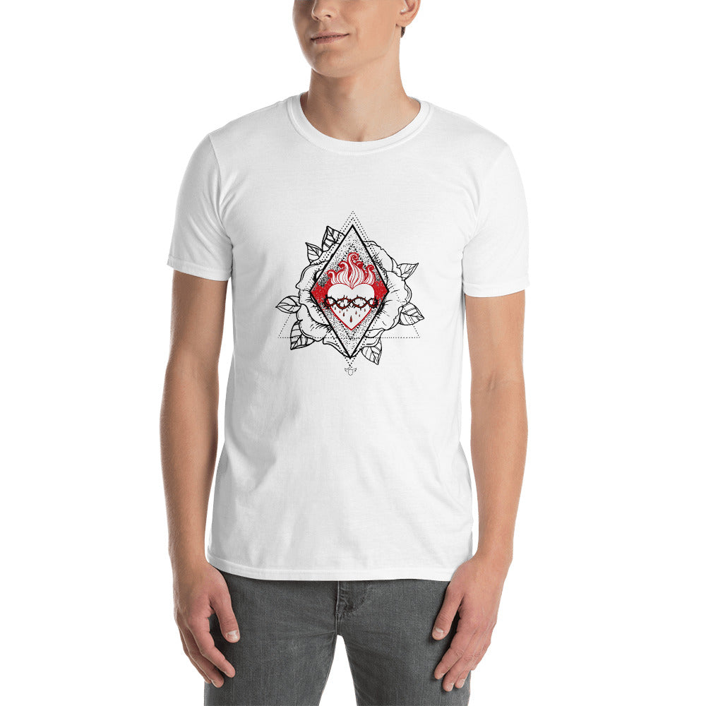 Sacred Heart Jesus Rose Short-Sleeve Unisex T-Shirt