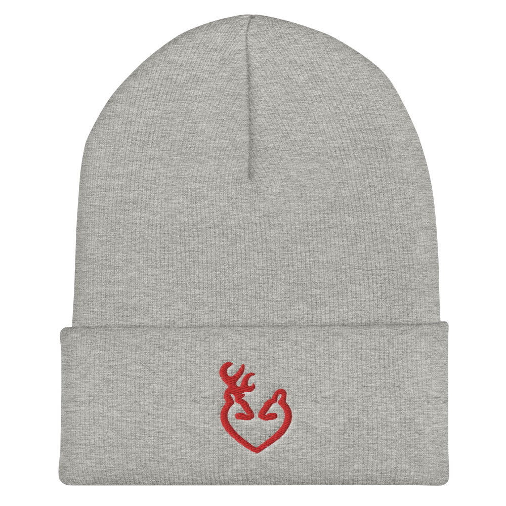 Reindeer Love Embroidered Cuffed Beanie