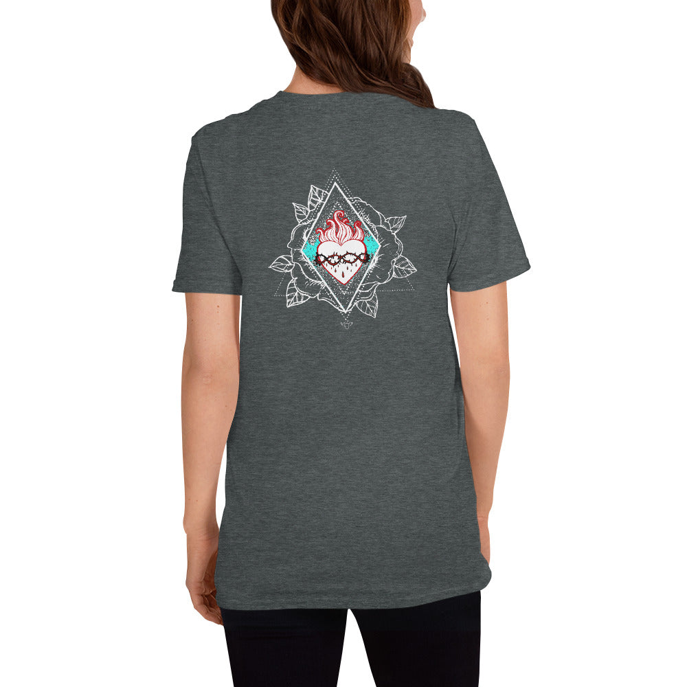 Jesus Sacred Heart Rose Short-Sleeve Unisex T-Shirt