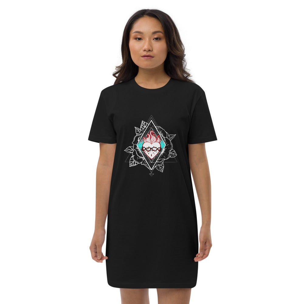 Jesus Sacred heart Rose Organic cotton t-shirt dress