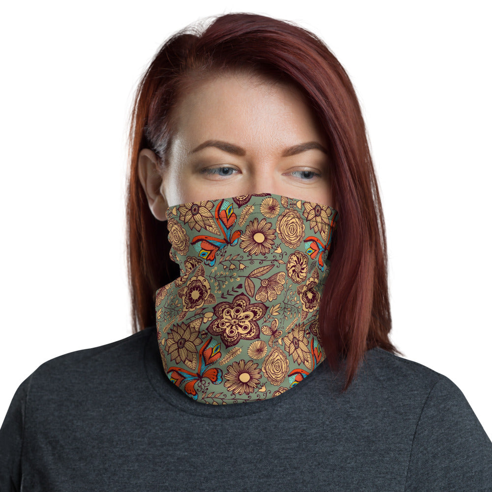 Batik Floral Neck Gaiter Mask