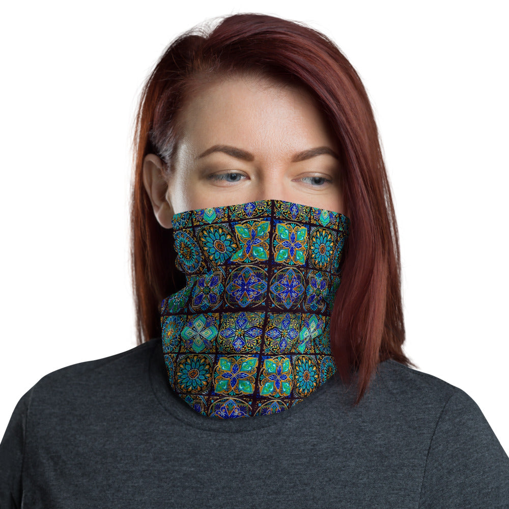 Mandalas Blue Neck Gaiter Mask Scarf