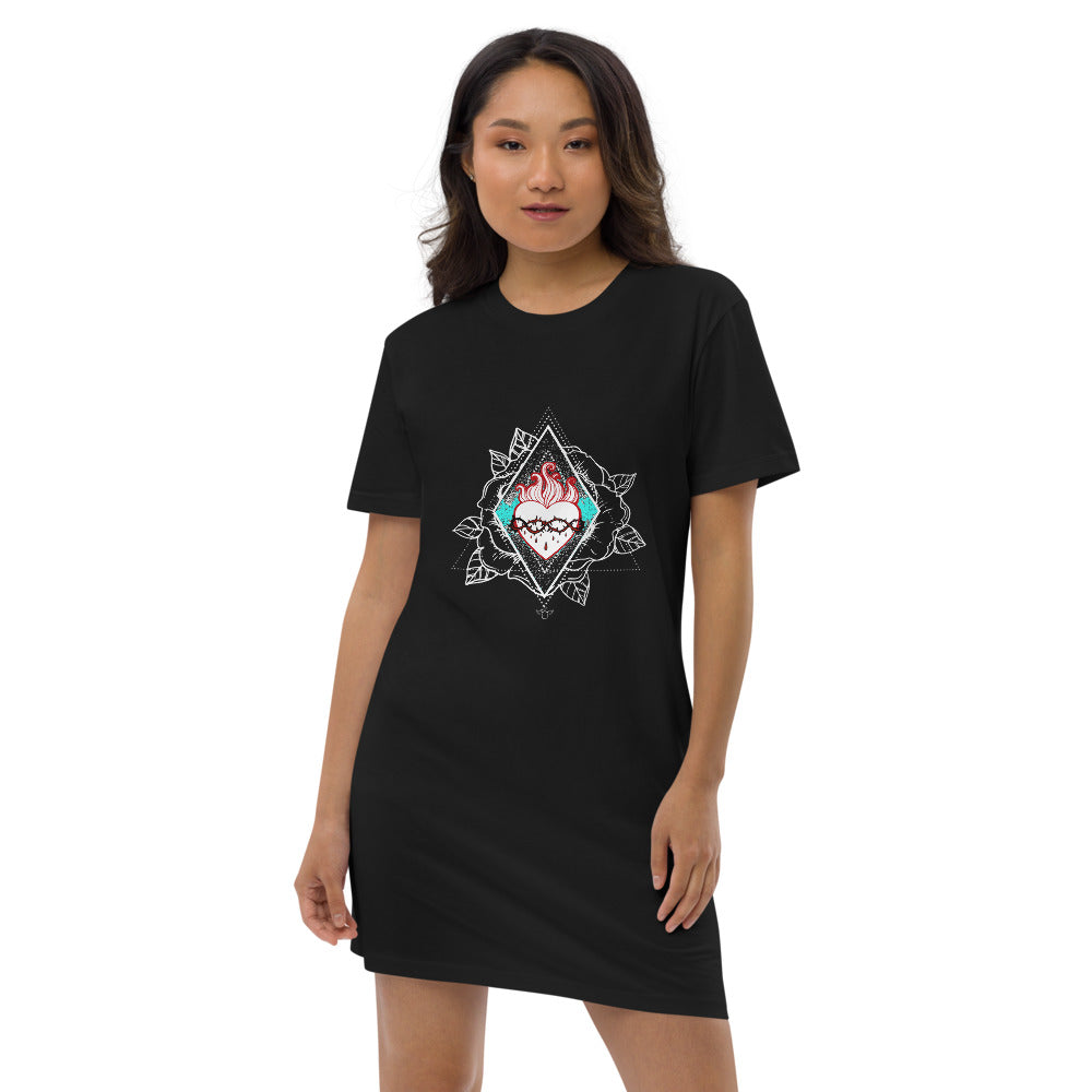 Jesus Sacred heart Rose Organic cotton t-shirt dress