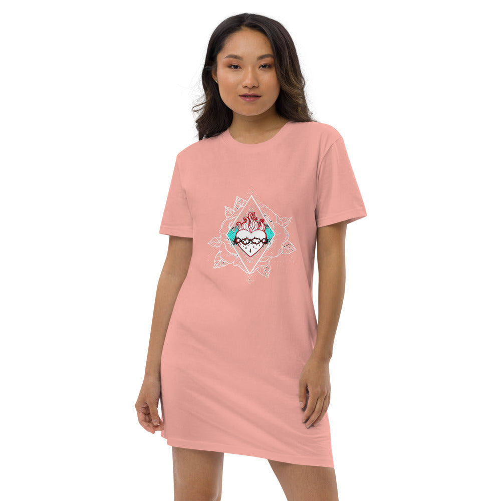 Jesus Sacred heart Rose Organic cotton t-shirt dress