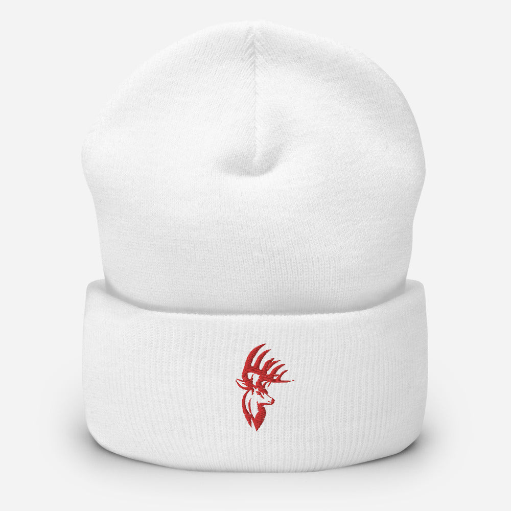 Reindeer Embroidered Cuffed Beanie