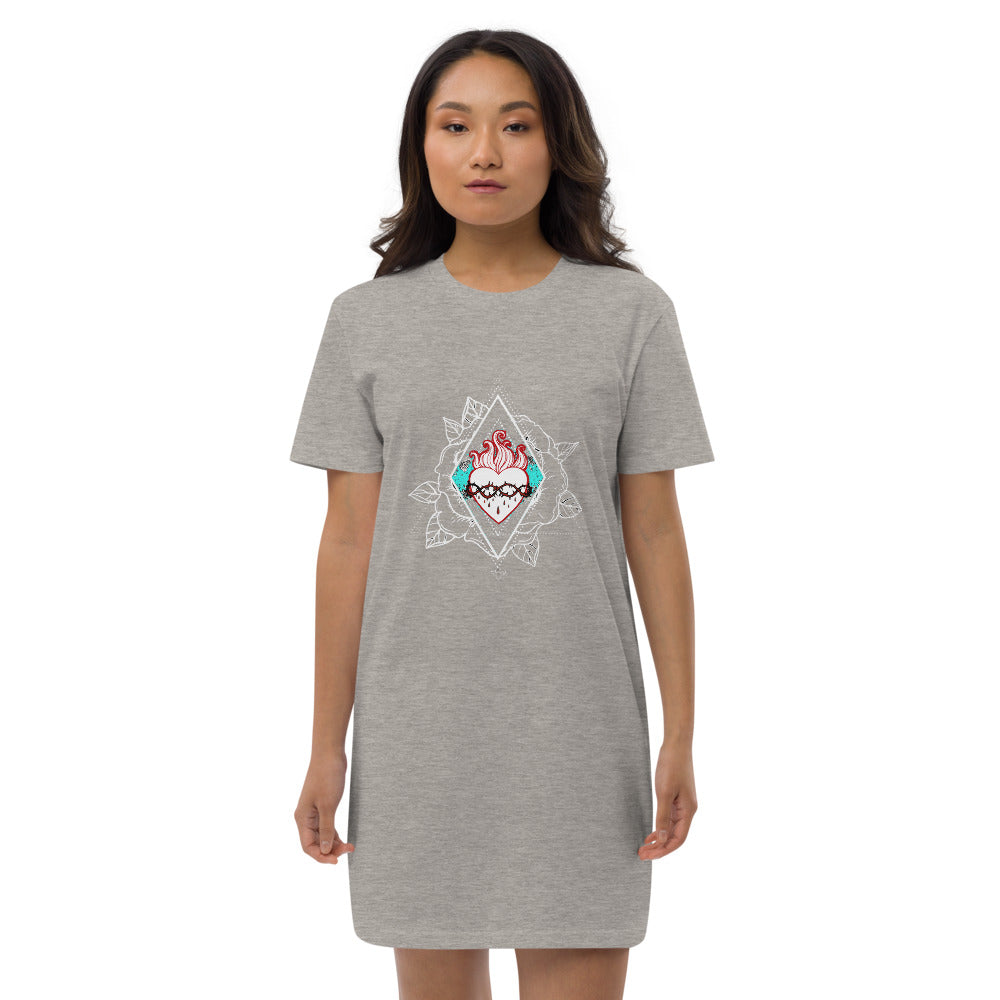 Jesus Sacred heart Rose Organic cotton t-shirt dress