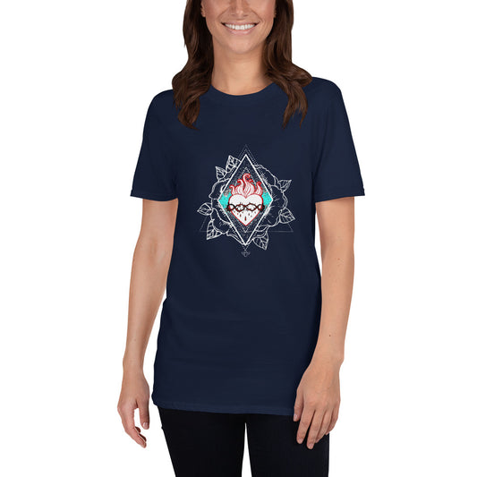 Jesus Sacred Heart Rose Short-Sleeve Unisex T-Shirt