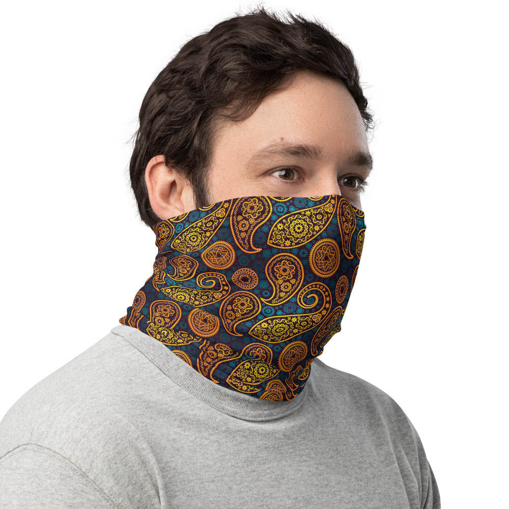 Paisley Gold Neck Gaiter Mask