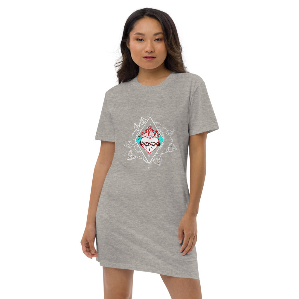 Jesus Sacred heart Rose Organic cotton t-shirt dress