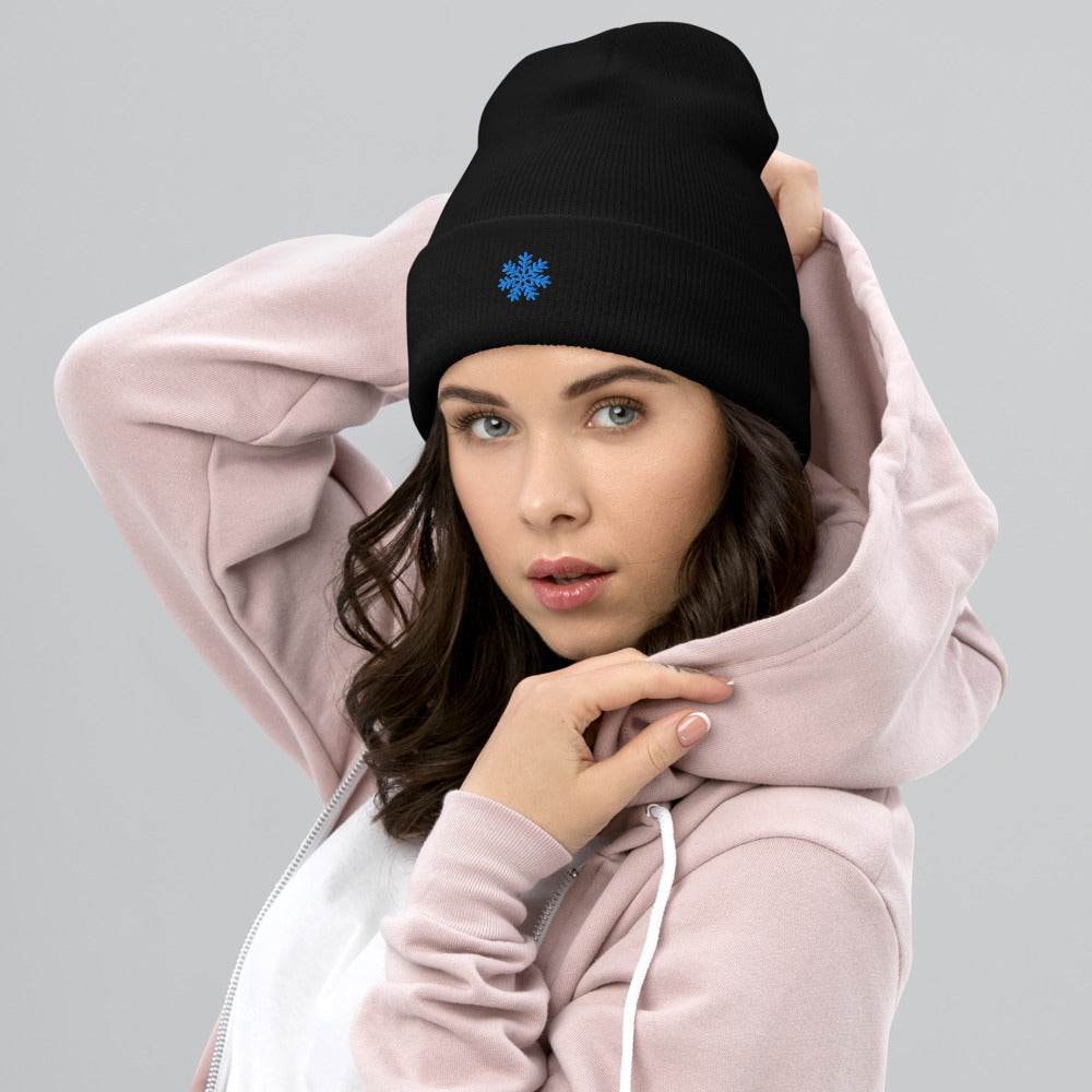 snowflake embroidered beanie