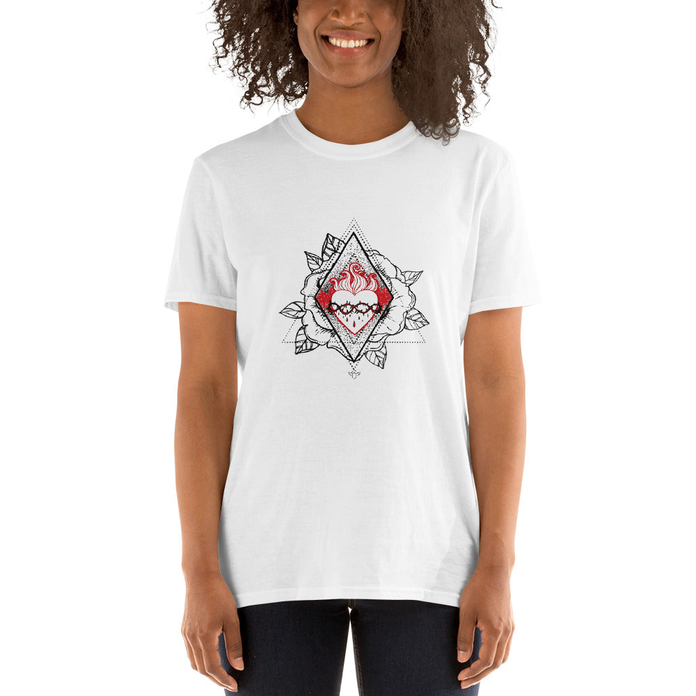 Sacred Heart Jesus Rose Short-Sleeve Unisex T-Shirt