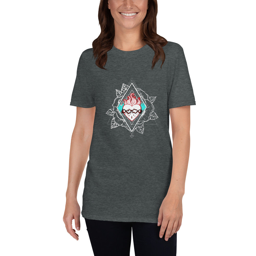 Jesus Sacred Heart Rose Short-Sleeve Unisex T-Shirt