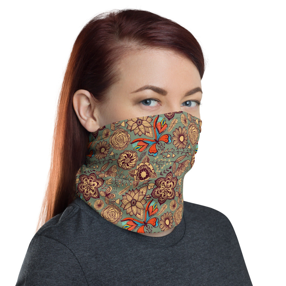 Batik Floral Neck Gaiter Mask