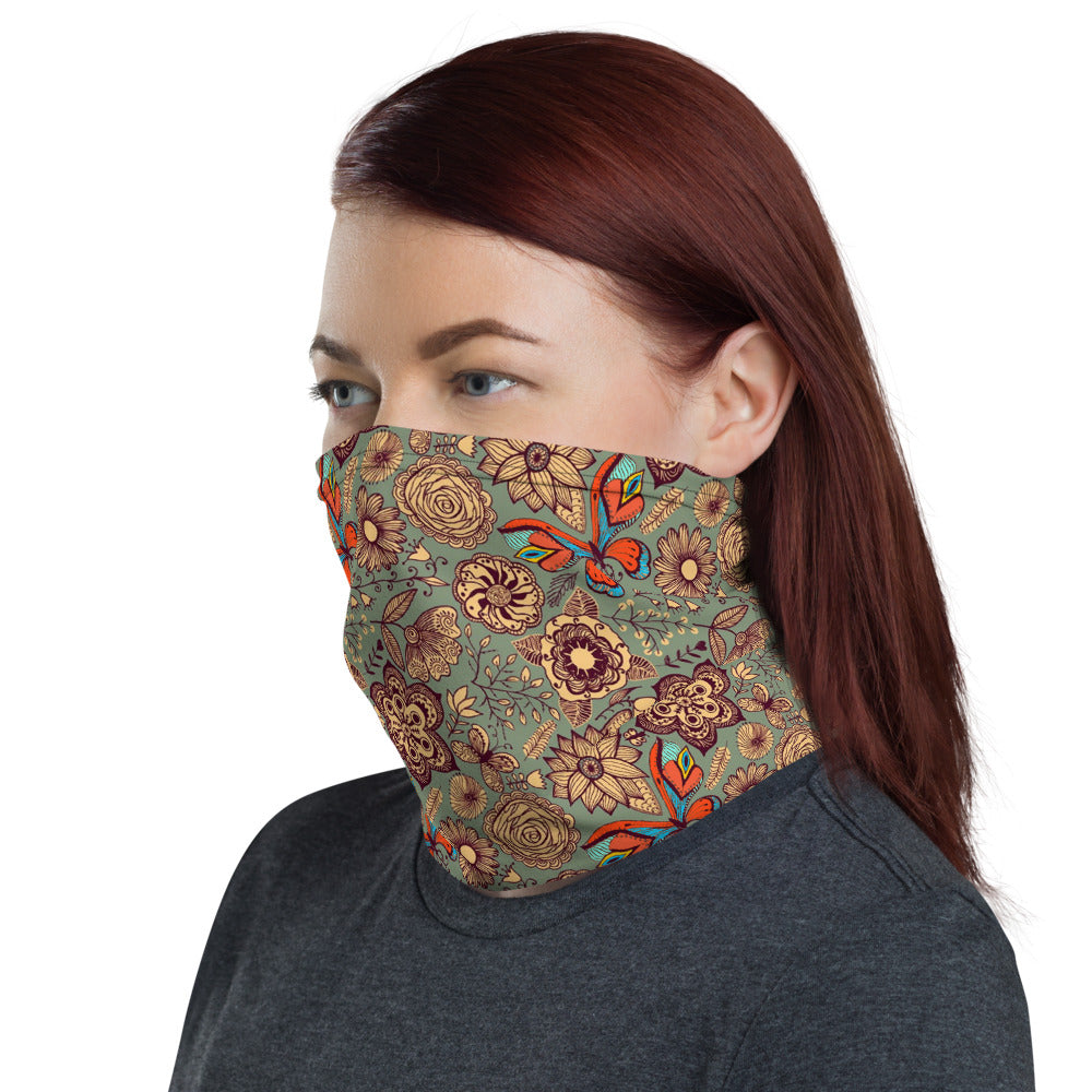 Batik Floral Neck Gaiter Mask