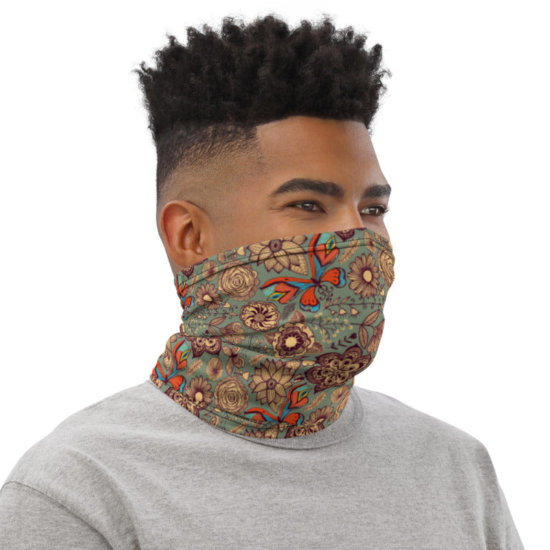 Batik Floral Neck Gaiter Mask