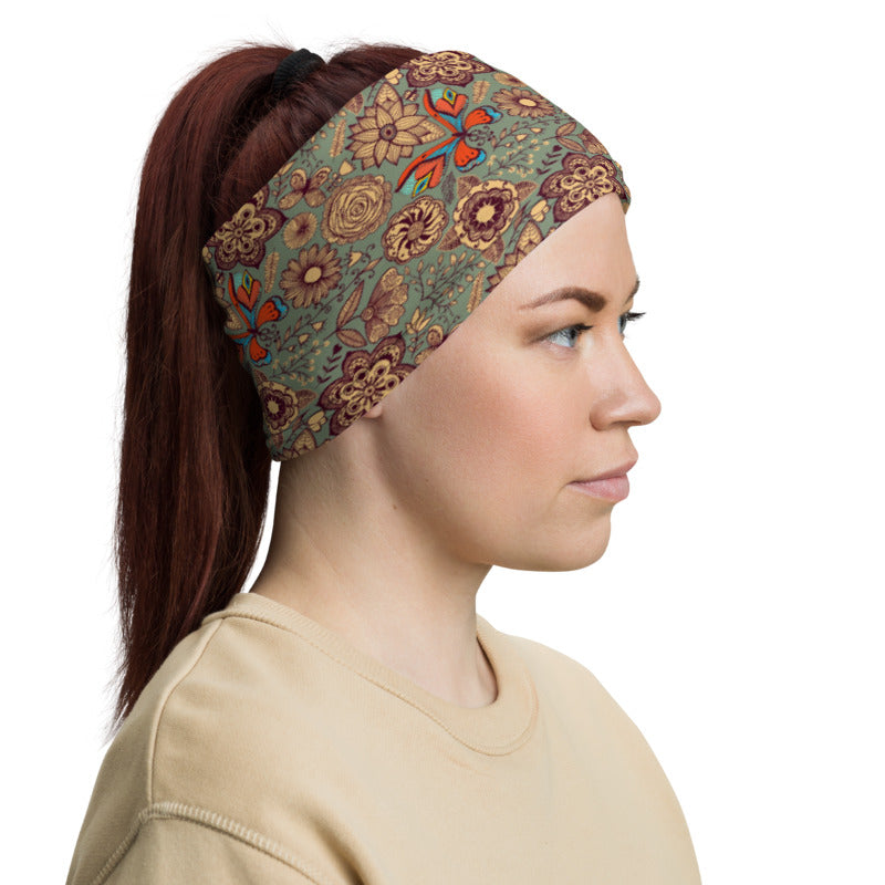 Batik Floral Neck Gaiter Mask