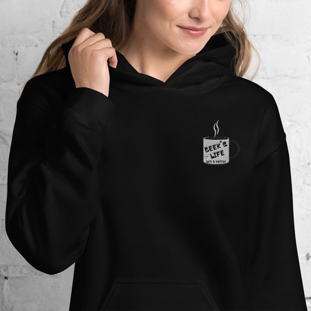 geek coffee lovers embroidered hoodies