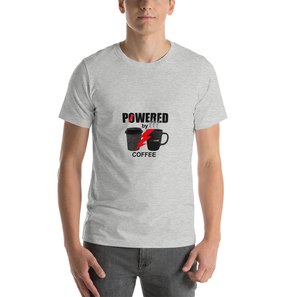 Powered by Coffee Short-Sleeve Unisex T-Shirt, coffee lovers premium t shirts