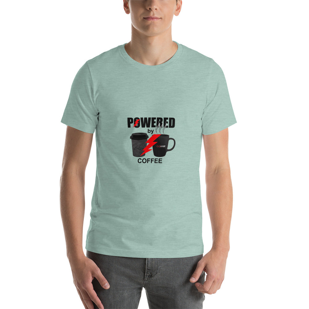 Powered by Coffee Short-Sleeve Unisex T-Shirt, coffee lovers premium t shirts