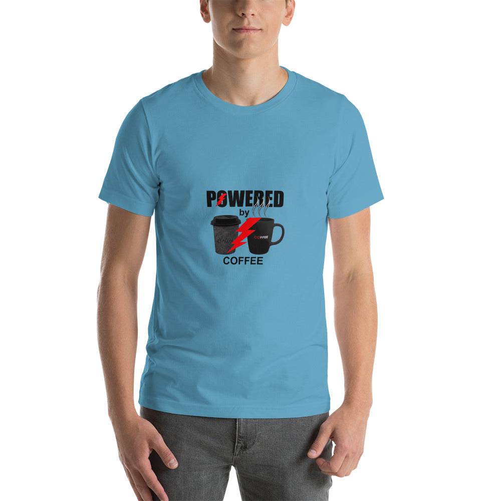 Powered by Coffee Short-Sleeve Unisex T-Shirt, coffee lovers premium t shirts