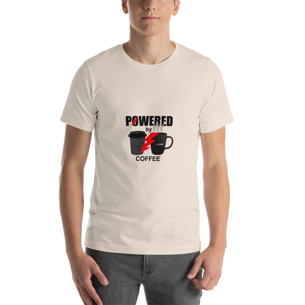 Powered by Coffee Short-Sleeve Unisex T-Shirt, coffee lovers premium t shirts